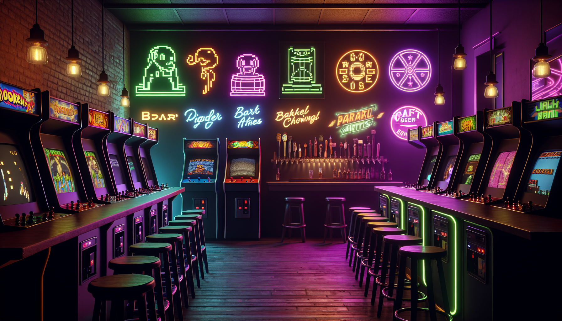 Pixel and Pint arcade bar interior